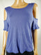 We The Free Women Scoop Neck Cold Shoulder Short Sleeve Blue Blouse Top Size S - evorr.com