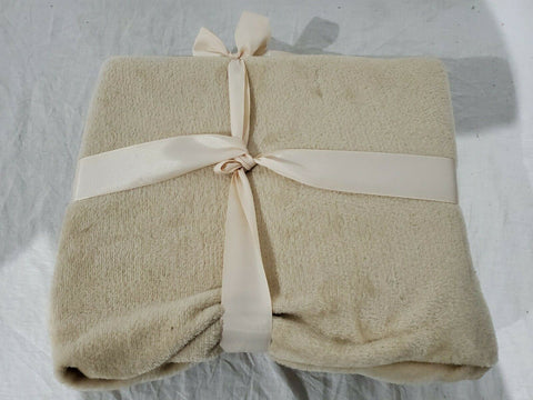 $40 New Bon Voyage Travel Plush Velvet Throw Blanket Beige 50"x60" - evorr.com