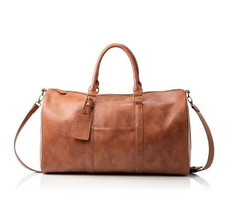 New CLV Personalized Vegan Leather Transport Duffle Bag Brown Travel Bag