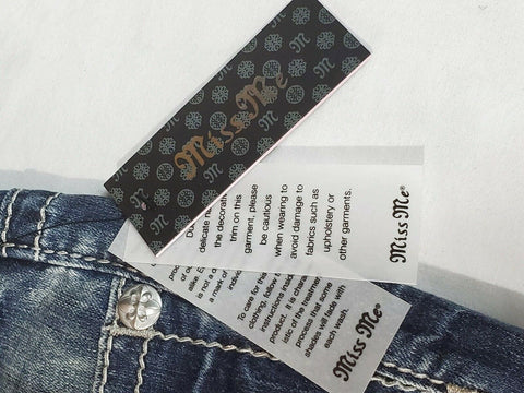 $104 Miss Me Women's Blue Denim Lucky Girl Chloe Bootcut Jeans Patched Size 28 - evorr.com