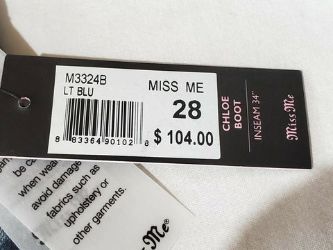 $104 Miss Me Women's Blue Denim Lucky Girl Chloe Bootcut Jeans Patched Size 28 - evorr.com