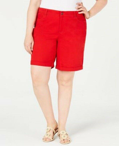 New Charter Club Women's Casual Shorts Red Denim Five Pockets Size Plus 14W - evorr.com