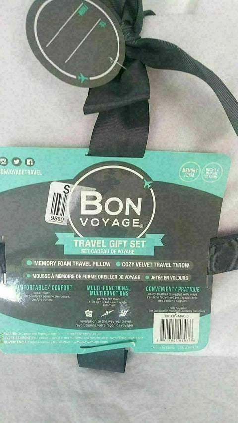 $40 New Bon Voyage Travel Velvet Throw Blanket Ivory