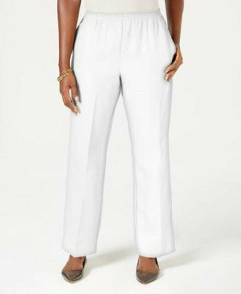 KAREN SCOTT Women Comfort Elastic Dress Pant White Pull On Short Length Petite L - evorr.com