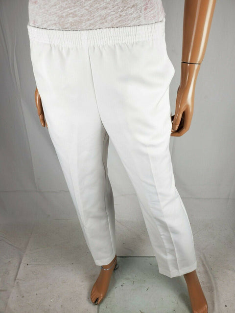 KAREN SCOTT Women Comfort Elastic Dress Pant White Pull On Short Length Petite L - evorr.com