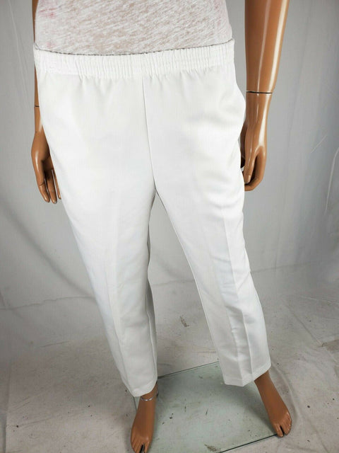KAREN SCOTT Women Comfort Elastic Dress Pant White Pull On Short Length Petite L - evorr.com
