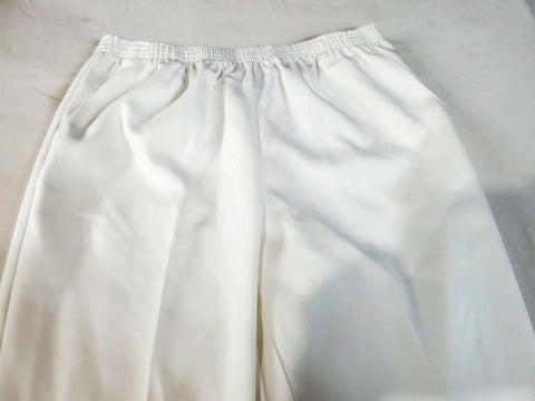 KAREN SCOTT Women Comfort Elastic Dress Pant White Pull On Short Length Petite L - evorr.com