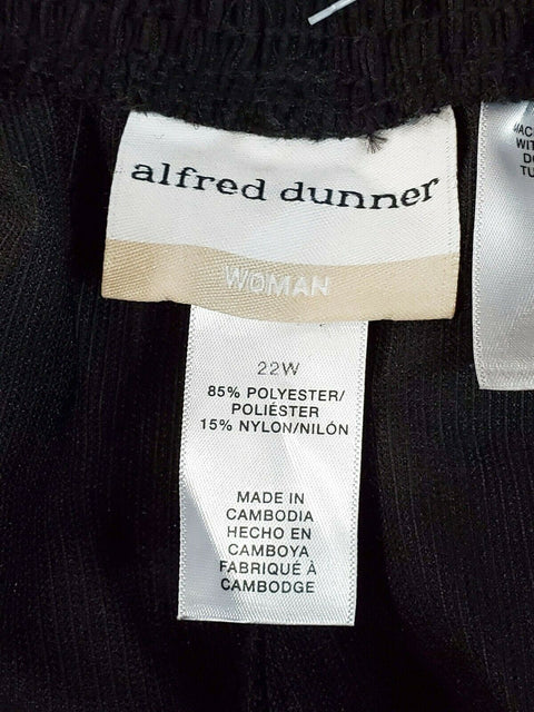 New ALFRED DUNNER Women's Dress Pants Black Pull On Corduroys Size Plus 22W