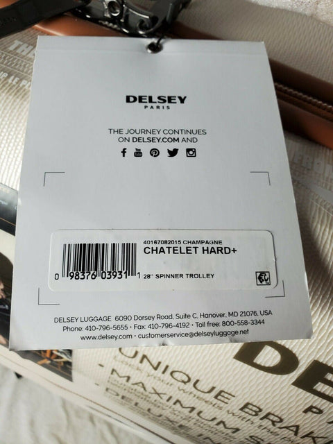 $800 New Delsey Chatelet Plus 28" Hardside Spinner Suitcase Luggage Champagne