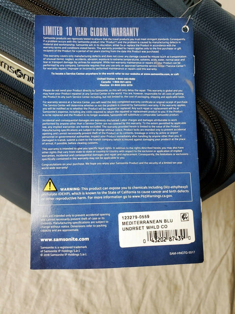 $260 Samsonite Lite-Air DLX Under-Seater Wheeled Carry-On Luggage Blue Suitcase
