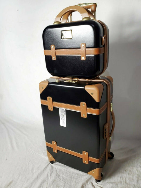 $400 CHARIOT GATSBY 2PC HARDSIDE LUGGAGE SET BLACK GOLD CARRY ON