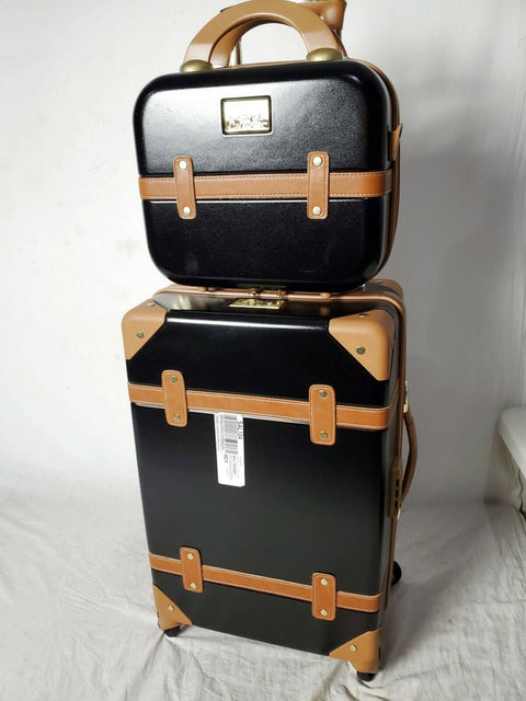 $400 CHARIOT GATSBY 2PC HARDSIDE LUGGAGE SET BLACK GOLD CARRY ON