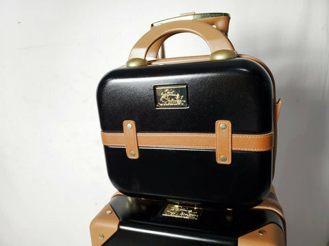 $400 CHARIOT GATSBY 2PC HARDSIDE LUGGAGE SET BLACK GOLD CARRY ON