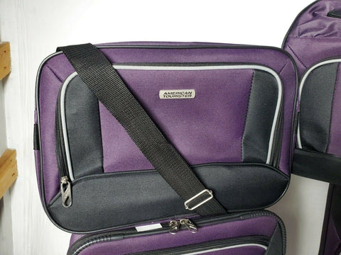 $350 New American Tourister FieldBrook XLT 4PC Luggage Set Purple Soft case