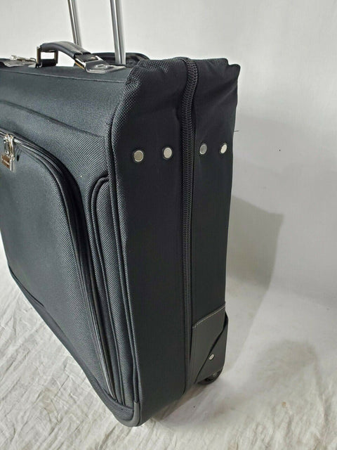$350 London Fog Buckingham 44" Wheeled Garment Bag Suitcase Luggage Black