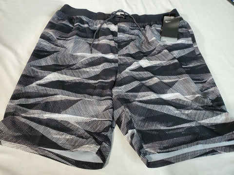 New Nike Dri fit Men's Gray Black Casual Shorts Lace Up Swim Trunk Repel XL - evorr.com