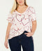 New TOMMY HILFIGER Women V-Neck Short Sleeve Hear Print Top Blouse Pink Plus 3X - evorr.com