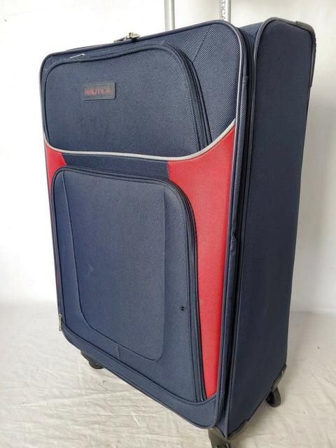 Nautica Oceanview 28" Luggage Spinner Suitcase Navy Blue Red Upright