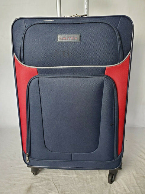 Nautica Oceanview 28" Luggage Spinner Suitcase Navy Blue Red Upright