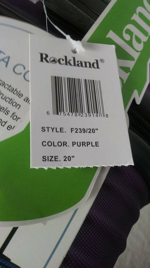 $290 New Rockland Pista 20" Hard case Luggage Suitcase Carry On Purple Textured