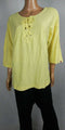 New TOMMY HILFIGER Women's Yellow Lace Up Neck 3/4 Sleeve Blouse Top Plus 1X - evorr.com