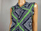 New TOMMY HILFIGER Women Blue Green Geo Print Knot Neck Sleeveless Blouse Top L - evorr.com