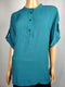 New Michael Kors Women's Cuffed Sleeve Henley Teal Green Blouse Top Size 2XL - evorr.com