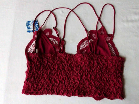 $108 New Free People Women's ADELLA BRALETTE Lace Bra Pink Size S - evorr.com