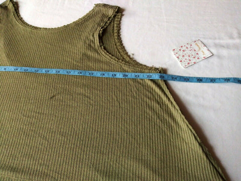 $108 New Free People Women's Sleeveless Green Ribbed Tank Blouse Top Size XS - evorr.com