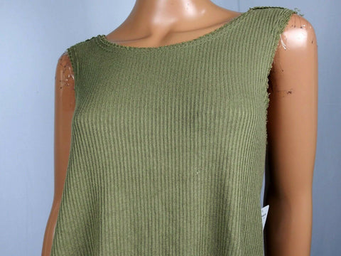 $108 New Free People Women's Sleeveless Green Ribbed Tank Blouse Top Size XS - evorr.com
