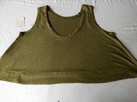 $108 New Free People Women's Sleeveless Green Ribbed Tank Blouse Top Size XS - evorr.com