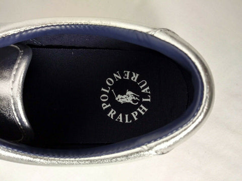 Polo Ralph Lauren Men's Sneakers Metallic THORTON Silver Shoes Foil Size 7 D - evorr.com