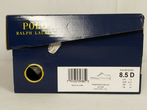 Polo Ralph Lauren Men's Sneakers Metallic THORTON III Silver Shoes Size 8.5 D - evorr.com