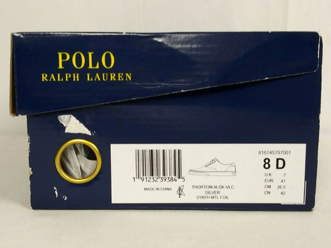New Polo Ralph Lauren Men's Sneakers Metallic THORTON III Silver Shoes Size 8 D - evorr.com