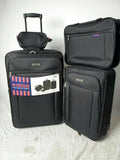 New American Explorer Hudson 4-Piece Softside Luggage Set Black Travel Bag - evorr.com