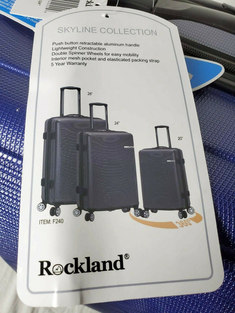 Rockland Skyline 24" Hard case Luggage Suitcase Blue Spinner Wheels