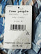 $108 Free People Women Bell Sleeve Sky Blue Floral V-Neck Blouse Top Size M - evorr.com