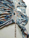 $108 Free People Women Bell Sleeve Sky Blue Floral V-Neck Blouse Top Size M - evorr.com