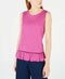 New Maison Jules Women's Pink Sleeveless Blouse Top Eyelet Peplum Size S - evorr.com