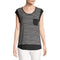 New Calvin Klein Women Short Sleeve Black Striped Pocket Blouse Top Size S - evorr.com