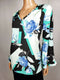 New ALFANI Women Bell Sleeve Black Flower Printed V-Neck Blouse Top Size M - evorr.com