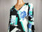 New ALFANI Women Bell Sleeve Black Flower Printed V-Neck Blouse Top Size M - evorr.com