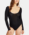 New Free People Women's Long Sleeve Black Thermal BodySuit Scoop Neck Size S - evorr.com