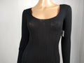 New Free People Women's Long Sleeve Black Thermal BodySuit Scoop Neck Size S - evorr.com