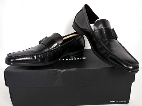 Awearness Kenneth Cole AWEAR-TECH Advance Slip On Black Moc Toe Leather Shoe 8 M - evorr.com