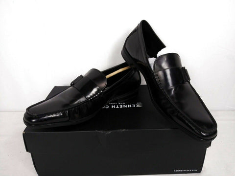 Awearness Kenneth Cole AWEAR-TECH Advance Slip On Black Moc Toe Leather Shoe 8 M - evorr.com