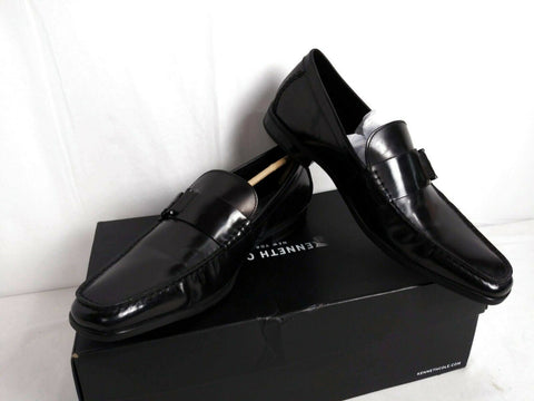 Awearness Kenneth Cole AWEAR-TECH Advance Slip On Black Moc Toe Leather Shoe 8 M - evorr.com