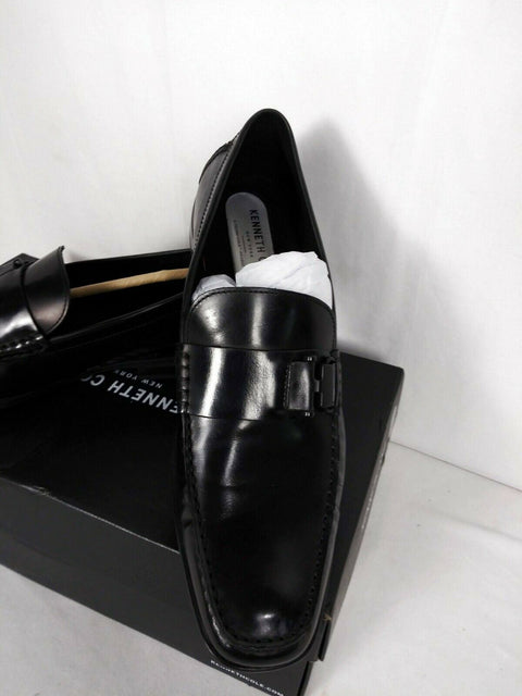 Awearness Kenneth Cole AWEAR-TECH Advance Slip On Black Moc Toe Leather Shoe 8 M - evorr.com