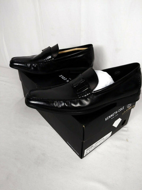 Awearness Kenneth Cole AWEAR-TECH Advance Slip On Black Moc Toe Leather Shoe 8 M - evorr.com