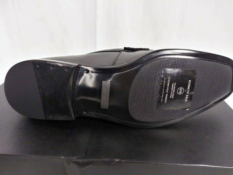 Awearness Kenneth Cole AWEAR-TECH Advance Slip On Black Moc Toe Leather Shoe 8 M - evorr.com